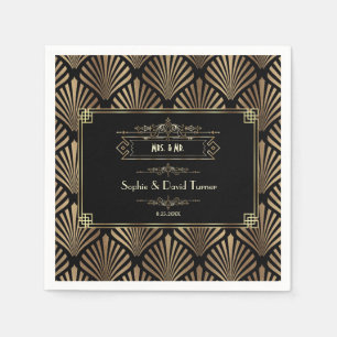Art Deco Black Gatsby 1920er Hochzeit Serviette