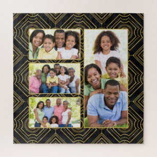 Art Deco Black Gold Fügen Sie Ihre Familienfotosam Puzzle