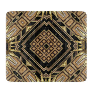 Art Deco Black Gold Geometric Stylish Glam Muster Schneidebrett