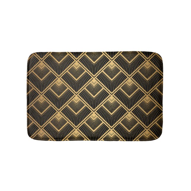 Art Deco Black Gold: Geometrisch Badematte (Vorderseite)