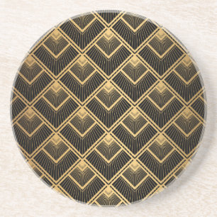 Art Deco Black Gold: Geometrisch Getränkeuntersetzer