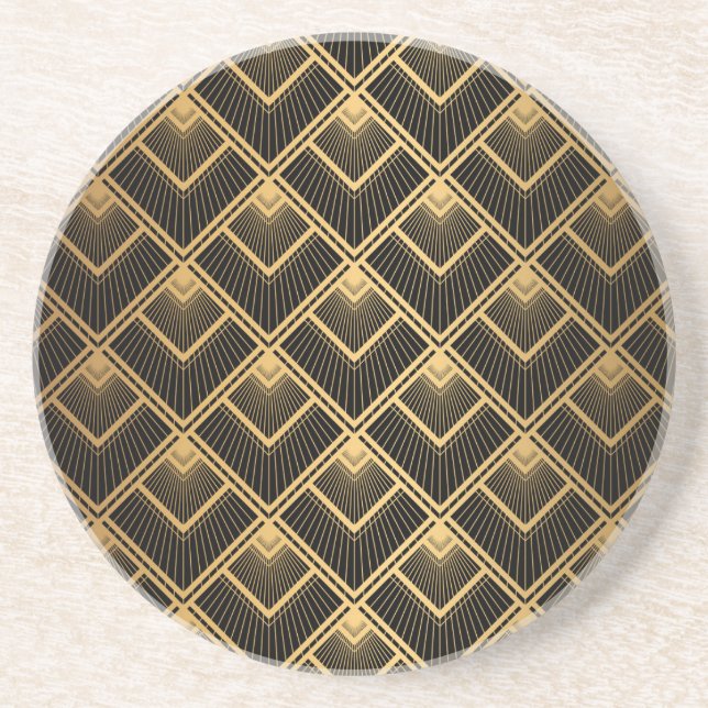 Art Deco Black Gold: Geometrisch Getränkeuntersetzer (Vorne)