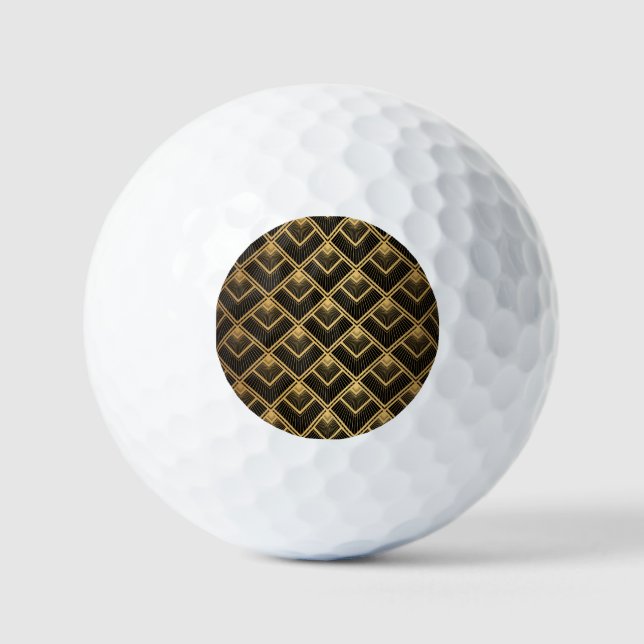 Art Deco Black Gold: Geometrisch Golfball (Vorderseite)
