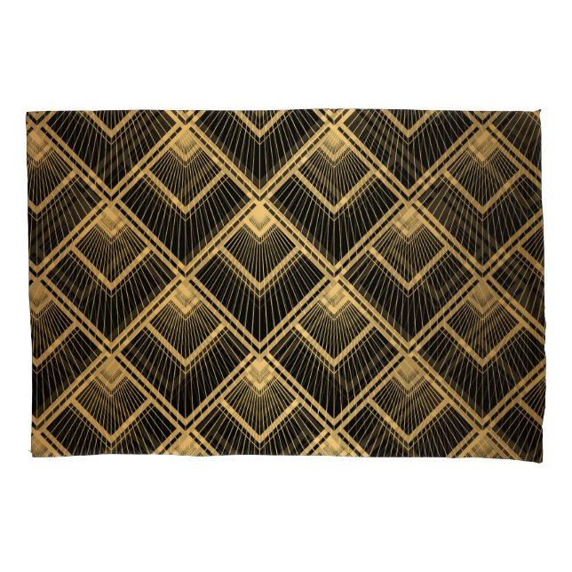 Art Deco Black Gold: Geometrisch Kissenbezug (Vorderseite)