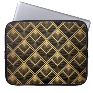 Art Deco Black Gold: Geometrisch Laptopschutzhülle