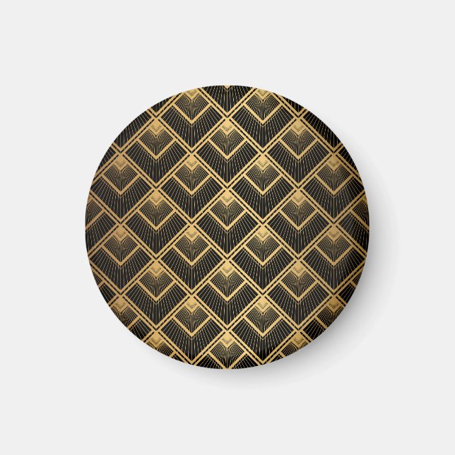 Art Deco Black Gold: Geometrisch Magnet (Vorne)