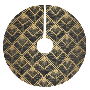 Art Deco Black Gold: Geometrisch Polyester Weihnachtsbaumdecke