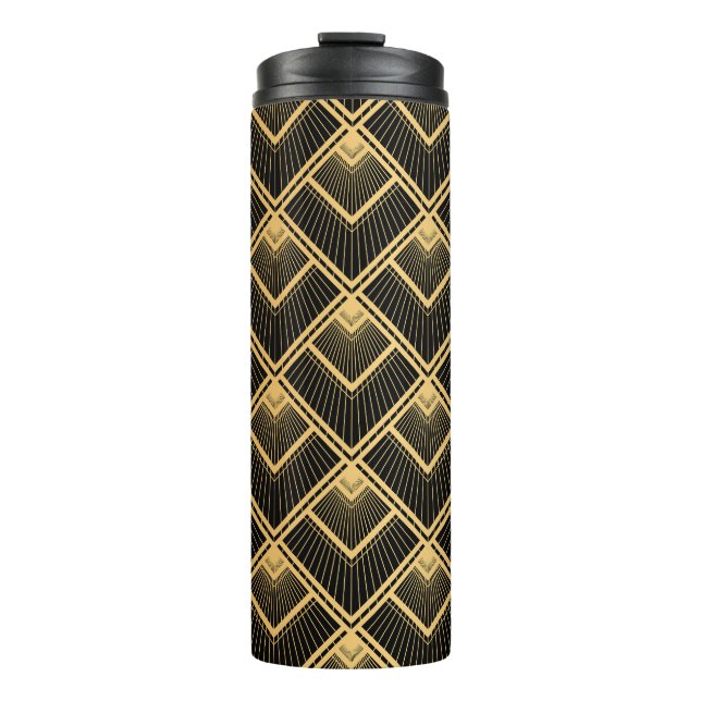 Art Deco Black Gold: Geometrisch Thermosbecher (Vorderseite)