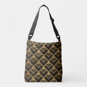 Art Deco Black Gold: Geometrisch Tragetaschen Mit Langen Trägern