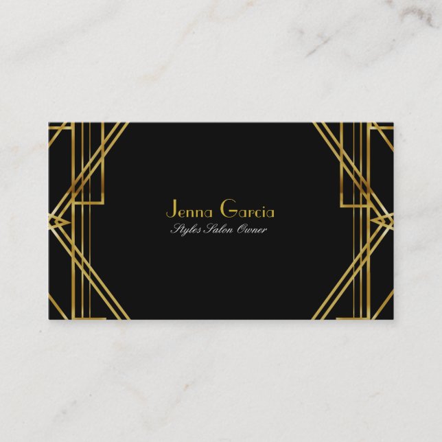 Art Deco Black & Gold Glamour Chic Business Card Visitenkarte (Vorderseite)