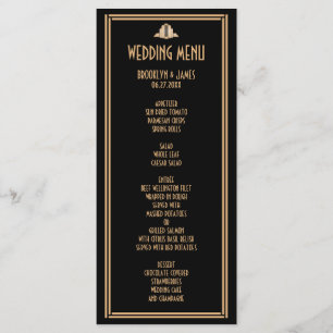 Art Deco Black Gold Great Gatsby Wedding Menu Card Menükarte