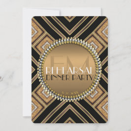Art Deco Black Gold Hochzeit Probe Dinner Party Einladung