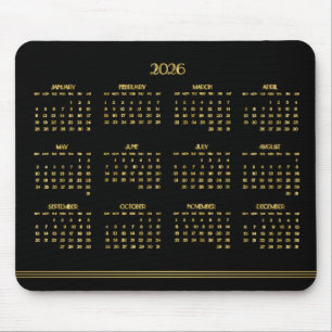 Art Deco Black Gold Jahrbuch Kalender 2026 Mousepad