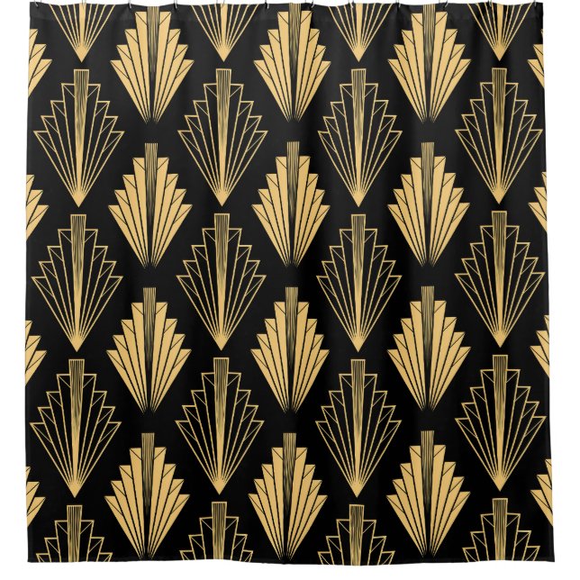 Art Deco Black Gold: Nahtlos Duschvorhang (Vorderseite)