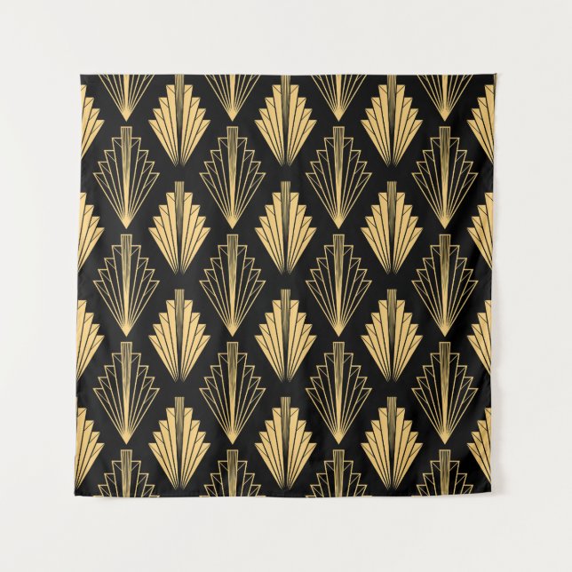 Art Deco Black Gold: Nahtlos Wandteppich (Vorderseite)