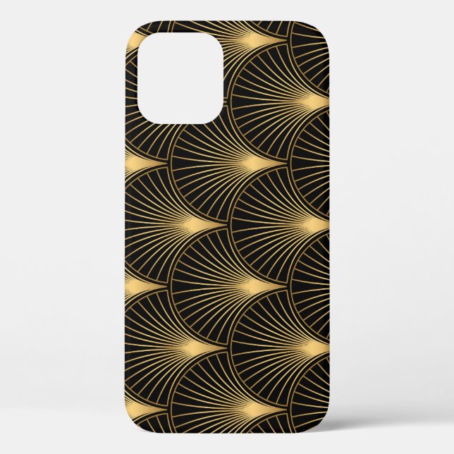 Art Deco Black Gold: Nahtloser Luxus Case-Mate iPhone Hülle (Rückseite)