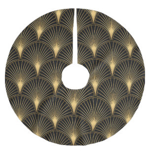 Art Deco Black Gold: Nahtloser Luxus Polyester Weihnachtsbaumdecke