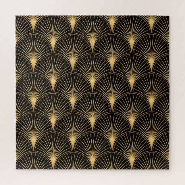 Art Deco Black Gold: Nahtloser Luxus Puzzle (Vertikal)