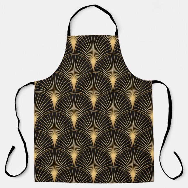 Art Deco Black Gold: Nahtloser Luxus Schürze (Vorderseite)