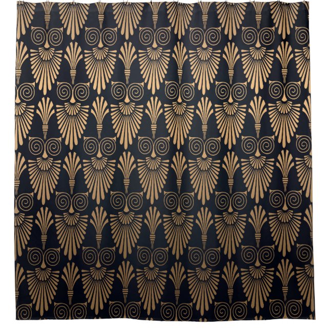 Art Deco Black Gold: Retro. Duschvorhang (Vorderseite)