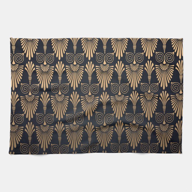 Art Deco Black Gold: Retro. Geschirrtuch (Horizontal)