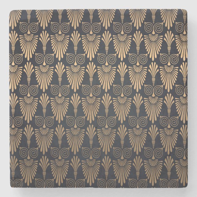 Art Deco Black Gold: Retro. Steinuntersetzer (Vorderseite)