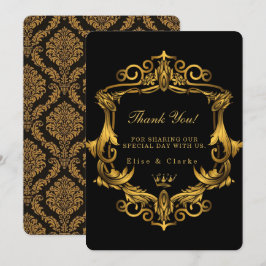 Art Deco Black Gold Royal Wedding Danke, dass Sie  Einladung