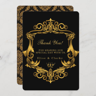 Art Deco Black Gold Royal Wedding Danke, dass Sie Einladung