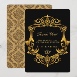 Art Deco Black Gold Royal Wedding Danke, dass Sie  Einladung