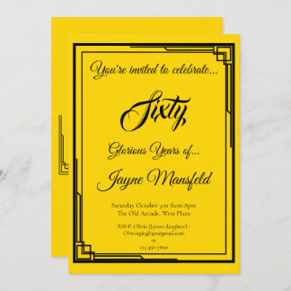 Art Deco Black on Gold Geburtstagsparty Einladung