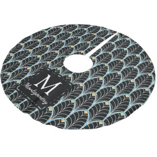 Art Deco Black Palmetto Leaf der 1920er Jahre - Pe Polyester Weihnachtsbaumdecke