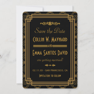 Art Deco Black Save the Data Save The Date