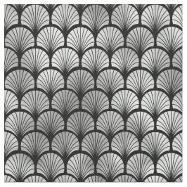 Art Deco Black Silver Fish Scales Fan Stoff