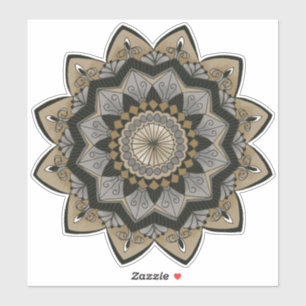 Art Deco  Black, Silver und Gold Mandala Aufkleber