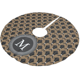 Art Deco Black Taupe Muster Personalisiert Polyester Weihnachtsbaumdecke