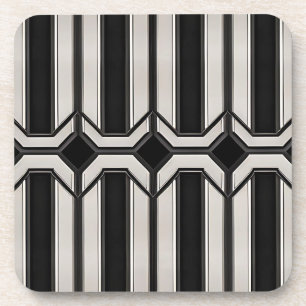 Art Deco Black und Silver Untersetzer Set