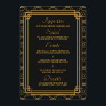 Art Deco Black Wedding Menü Cards Menükarte<br><div class="desc">Diese Menükarten verfügen über eine schwarz-goldene Farbpalette,  einen geometrischen Rahmen,  geometrische Muster,  andere stilistische Details,  die alle durch Art Deco und die rauschenden Zwanziger inspiriert werden. Sie können die Textfelder des Beispiels nach Ihren Wünschen anpassen.</div>