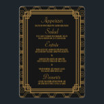 Art Deco Black Wedding Menü Cards Menükarte<br><div class="desc">Diese Menükarten verfügen über eine schwarz-goldene Farbpalette,  einen geometrischen Rahmen,  geometrische Muster,  andere stilistische Details,  die alle durch Art Deco und die rauschenden Zwanziger inspiriert werden. Sie können die Textfelder des Beispiels nach Ihren Wünschen anpassen.</div>