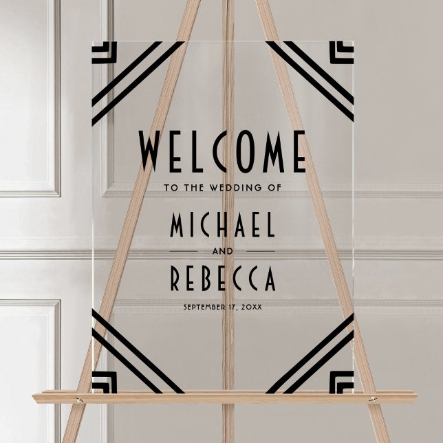 Art Deco Black Wedding Welcome Acrylschild (Von Creator hochgeladen)