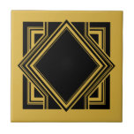 Art Deco Black Yellow Geometric Square Element 05 Fliese<br><div class="desc">Eleganter Schwarz-Senf Gelb-Deko Stil chic geometrische quadratische Element Ornament dekorative Keramik Fliesen. Das schlichte Design,  ideal für ein Vintages Interieur im modernen oder künstlerischen Deko. Für andere Farbkombinationen kontaktieren Sie den Designer.</div>