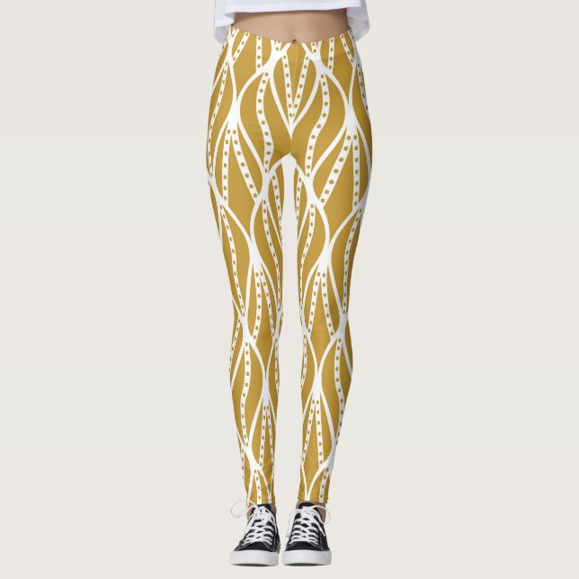 Art Deco Blätter, klassisches nahtloses Muster. Leggings (Vorderseite)