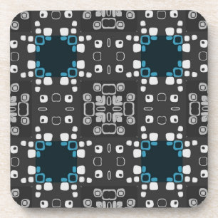 Art Deco Blau, Grau Blumiger Wirbel Retro Abstrakt Untersetzer