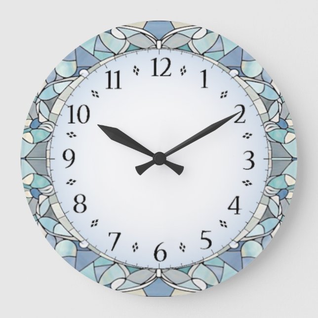 Art Deco Blau Große Wanduhr (Vorderseite)