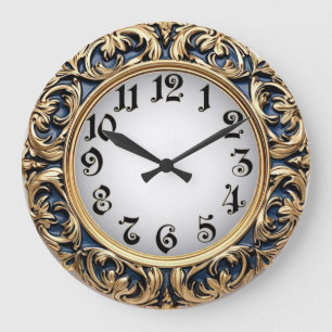 Art Deco Blau Große Wanduhr