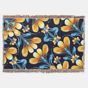 Art Deco blaue orangefarbene Blumen Decke
