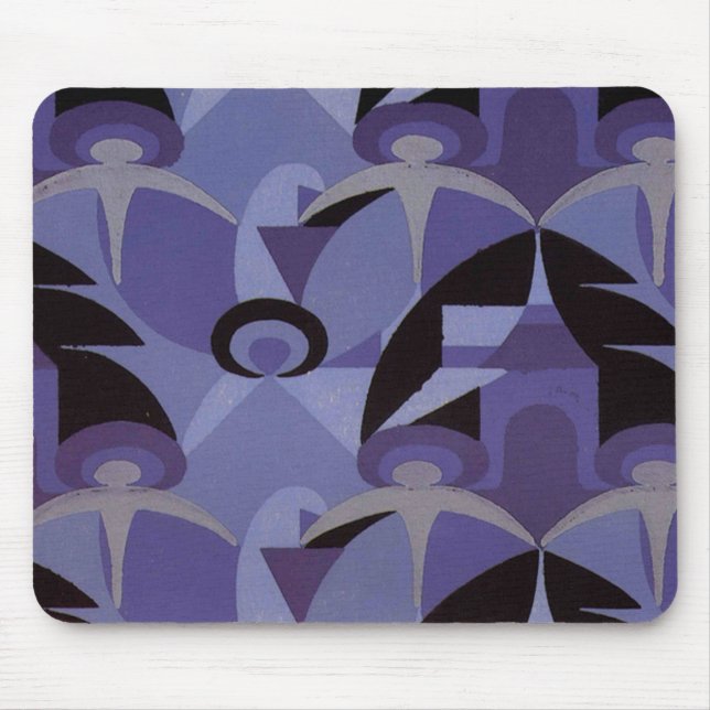Art Deco Blaues Muster - Mauspad (Vorne)