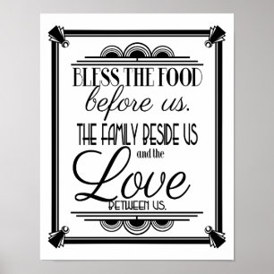 Art Deco BLESS This FOOD color change B/G Poster