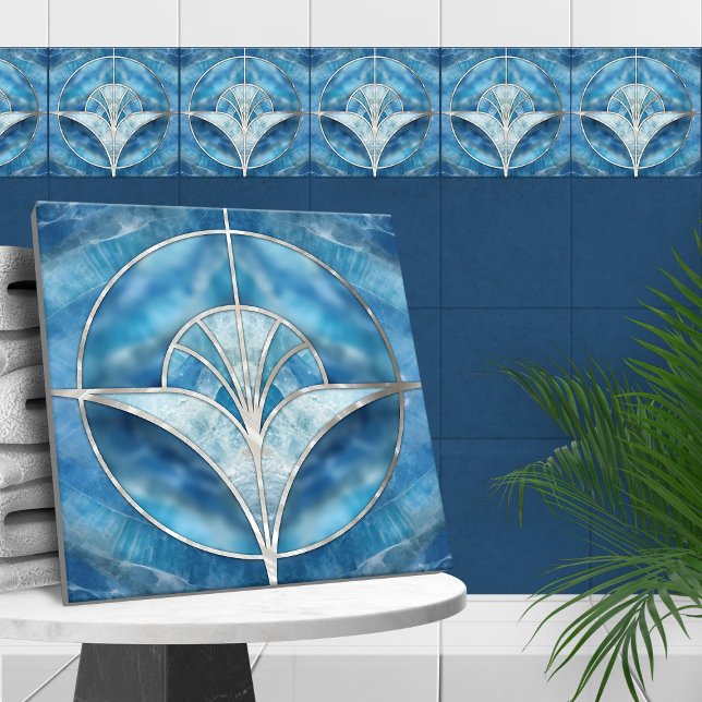 Art Deco - Blue Marble & Pearl Fliese (Von Creator hochgeladen)