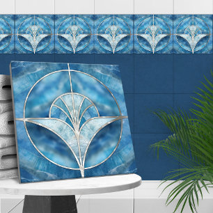 Art Deco - Blue Marble & Pearl Fliese
