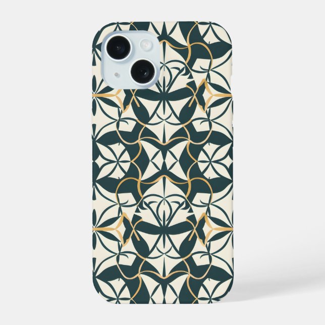 Art Deco Blüh iPhone 15 Hülle (Rückseite)